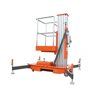 Charge 150 kg Plateforme aérienne en alliage d'aluminium à ascenseur à mât unique Orange