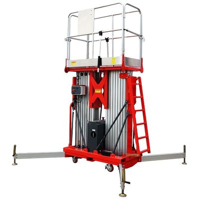 Plateformes de travail aériennes à double mât en aluminium 8 m élévateur vertical électrique
