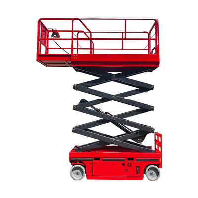 Ascenseur à ciseaux à propulsion autonome rouge 450 kg Ascenseur à homme mobile 10 m de hauteur