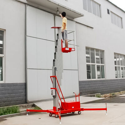 Plate-forme de travail aérienne à mât unique vertical, élévateur électrique en aluminium de 8m 10m 150kg