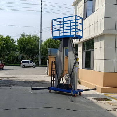 Plateforme élévatrice à double mât pliable en alliage d'aluminium hydraulique électrique