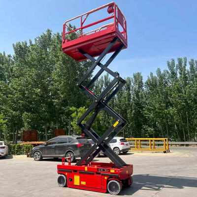 Plateforme élévatrice à ciseaux hydraulique automotrice rouge de 10m de 320kg