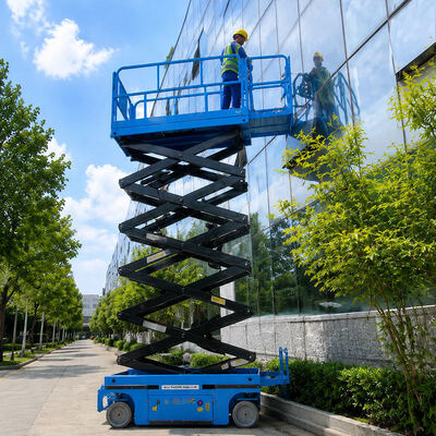10m 12m Plateforme de levage mobile pour hommes, nacelle ciseaux électrique hydraulique autopropulsée